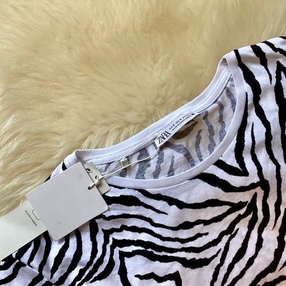 Zara NWT Zebra Print 100% cotton t-shirt - Picture 9 of 9